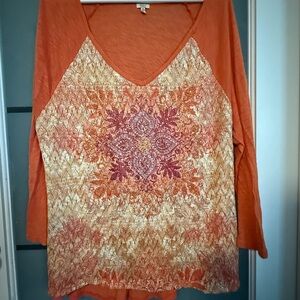 Reba Orange and Cream Blouse